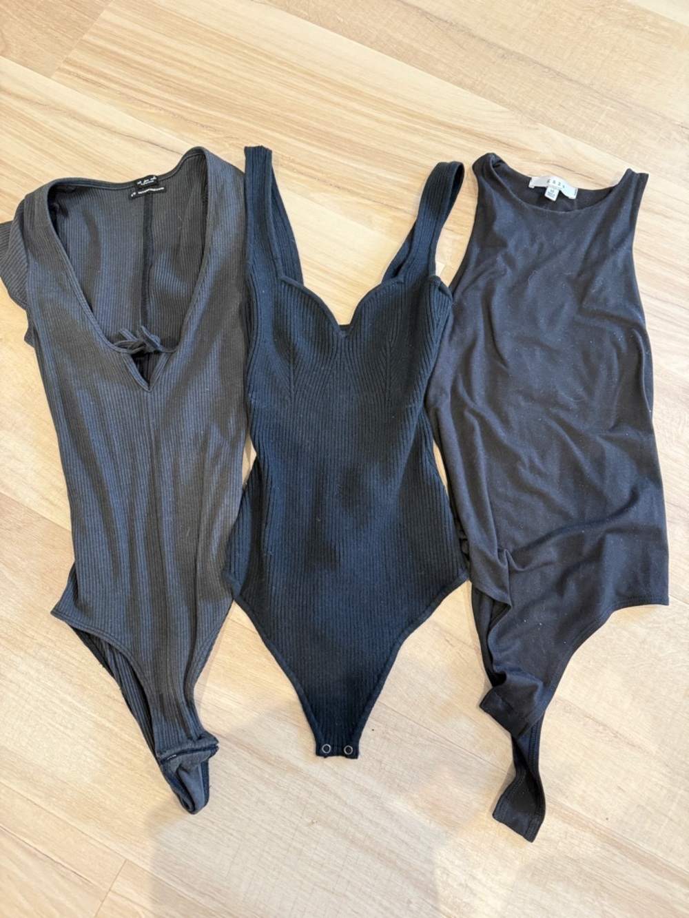 Abercrombie & Fitch Black Ribbed Kids One-Piece Bodysuit Trio